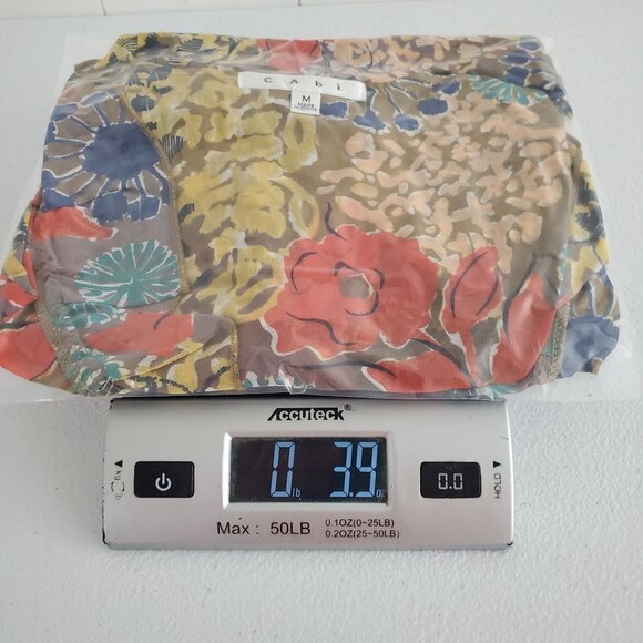 Cabi Womens Floral Abstract Sheer Ruffle Tie Front Blouse Size M Art To Wear - Picture 9 of 10